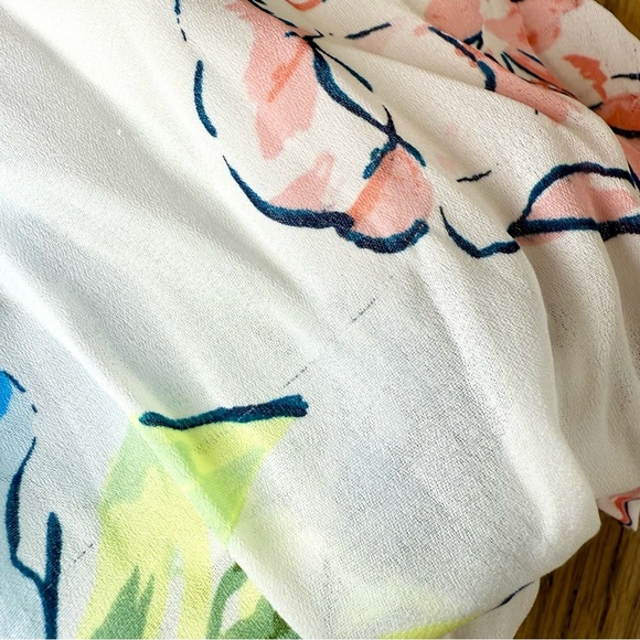 Abercrombie & Fitch Multi Colored Floral Puff Sleeve Crop Top Smocked Pleated XS - Picture 7 of 14